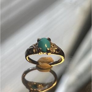 Silver tone ring turquoise blue stone sz 5